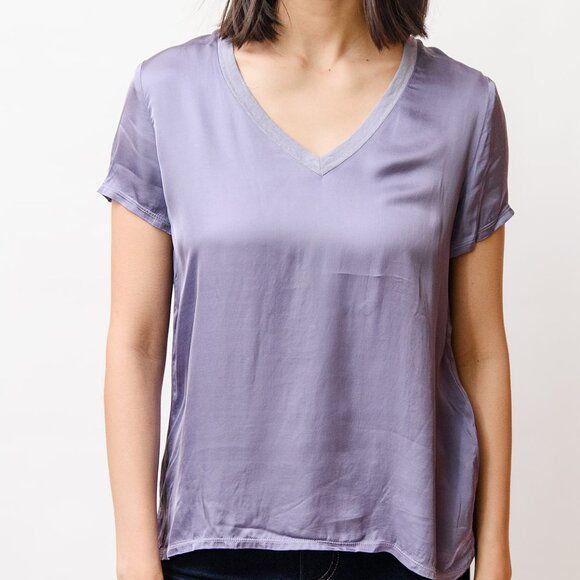 Sateen V-Neck Tee - Picture 1 of 4